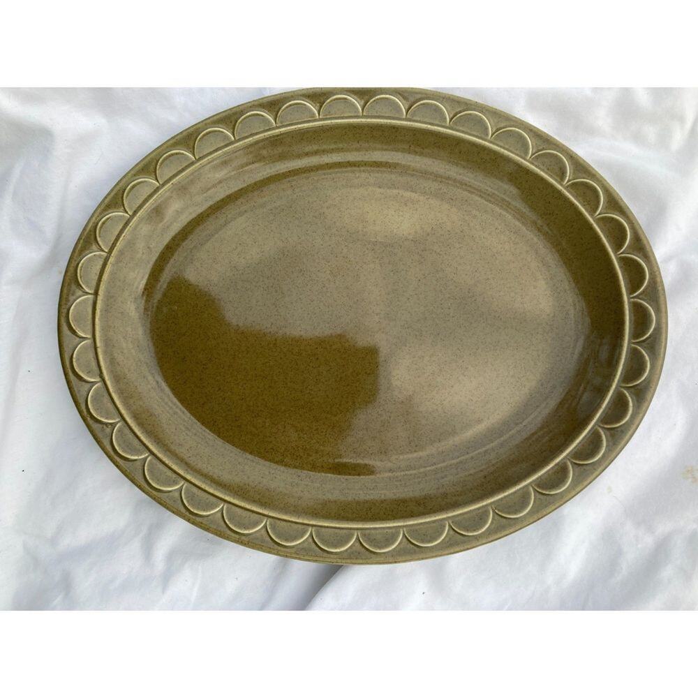 Homer & Laughlin Sheffield Granada - Serving Plate Platter Avocado Flower Olive